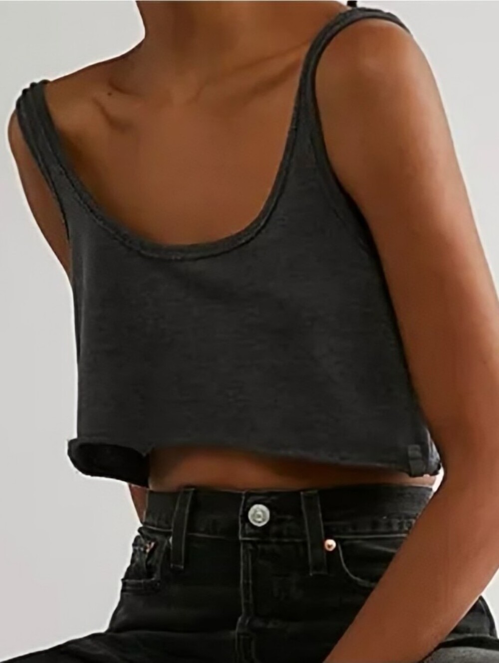 free people boxy gray crop tank top boho scoop indie urban hippie festival cami